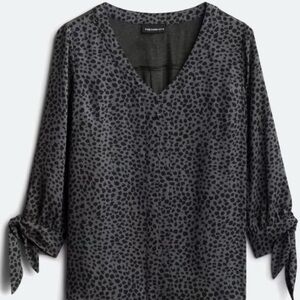 Stitch Fix brand Fortune + Ivy Collin Mixed Material Blouse, tie sleeves
